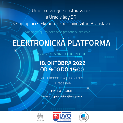Pozvánka na prezenčné školenie „Elektronická platforma v zákazke s nízkou hodnotou“ v Bratislave